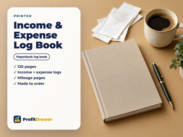 Income & Expense Log Book: A printed log book for the van, the salon station or the kitchen drawer: income, expenses and mileage, one line at a tim